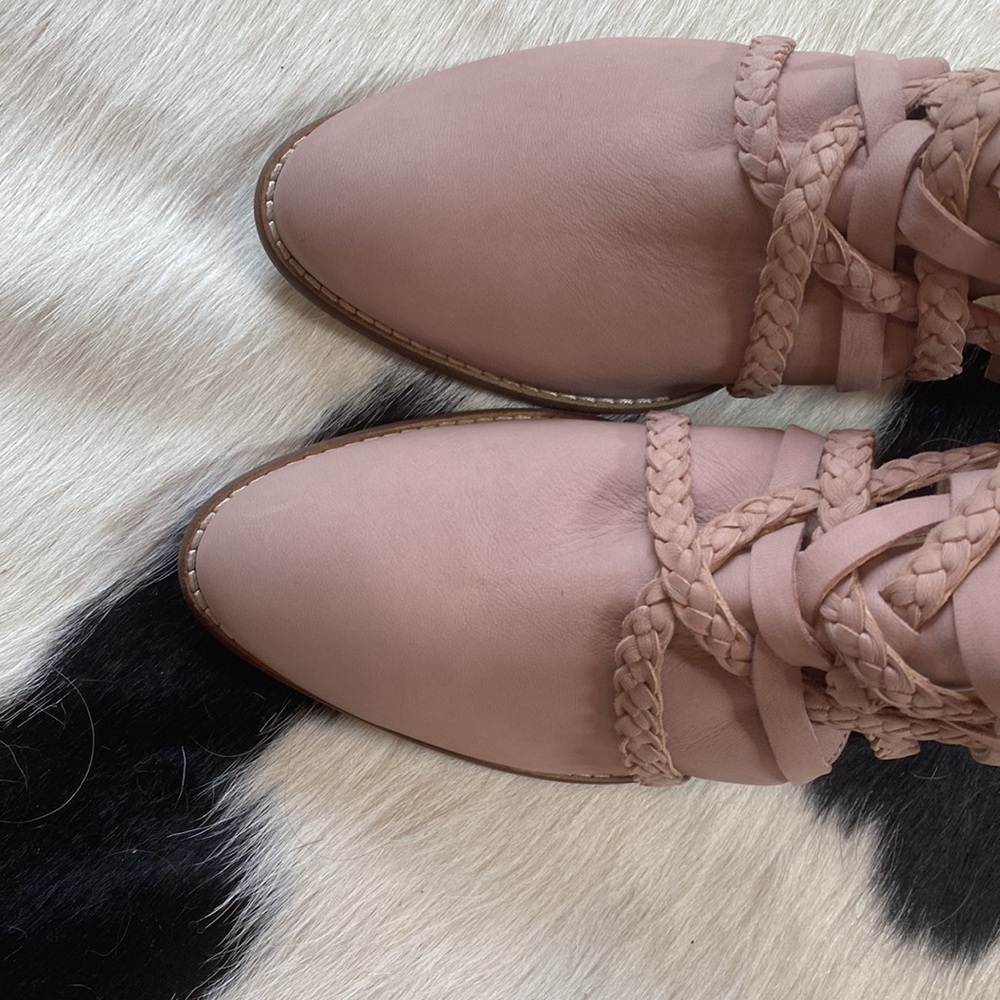 Anthropologie Dusty Rose Braided Ankle Booties - Picture 7 of 9
